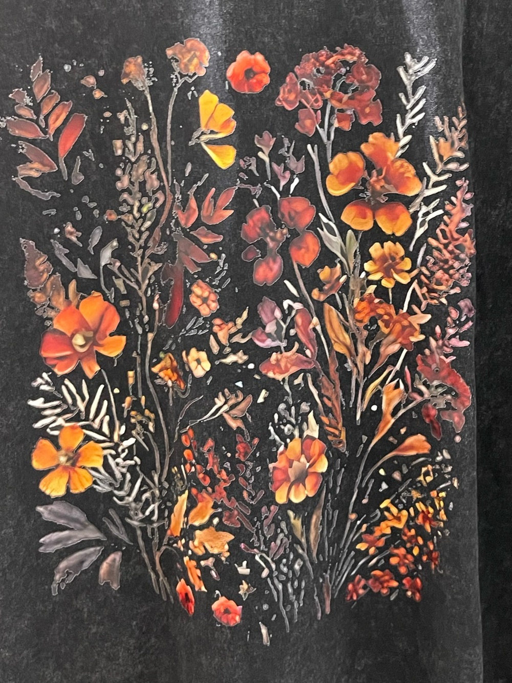 Black Short-Sleeve Floral Graphic Tee - Women's XL - Picture 3 of 7